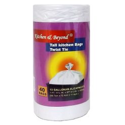 T.B Tall Kitchen Bags 13gl 40ct White-wholesale
