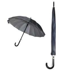 Umbrella Long Black W-Silver Lining-wholesale