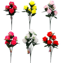 Rose Bouquet 5 Heads 16in Asst Clrs-wholesale