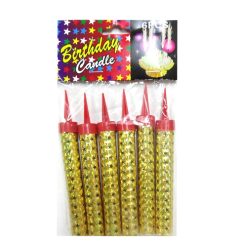 Birthday Candles Sparkling 6pc Golden-wholesale