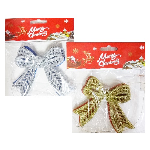 X-Mas Decor Bow 3in 2pk Asst Clrs-wholesale X-Mas Decor Bow 3in 2pk Asst Clrs-wholesale