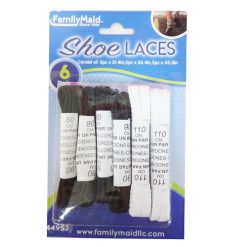 Shoe Laces 6pair Black & White-wholesale