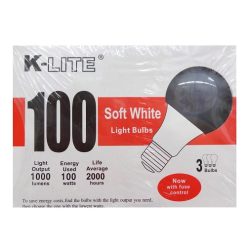 K-Lite Light Bulbs 3pk 100 Wt S.W-wholesale