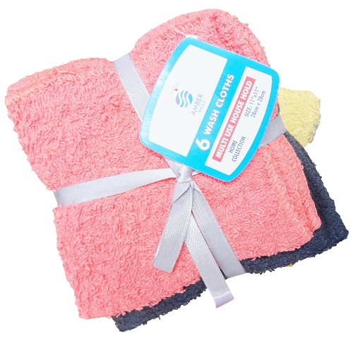 Wash Cloths 6pk Asst Clrs W-Ribbon-wholesale Wash Cloths 6pk Asst Clrs W-Ribbon-wholesale