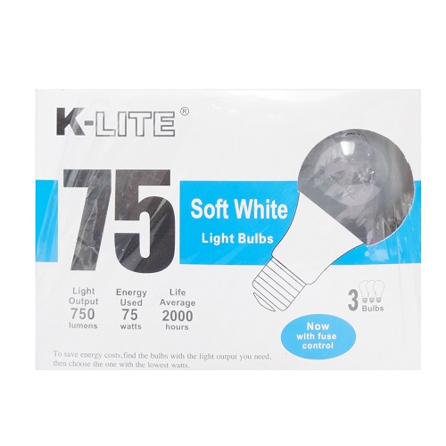 K-Lite Light Bulb 3pk 75w Soft White-wholesale K-Lite Light Bulb 3pk 75w Soft White-wholesale