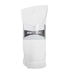 Mens Crew Socks 3pk 10-13 White-wholesale