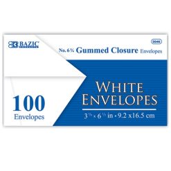 Envelopes 100ct White 6 ¾ Gummed-wholesale