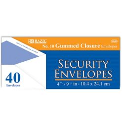 Security Envelopes 40ct White #10 Gummed-wholesale