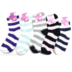 Ladies Socks Cozy W-Stripes Asst Clrs-wholesale