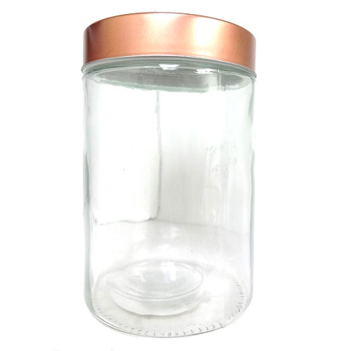 Glass Jar W-Rose Gold Lid 1250ml-wholesale Glass Jar W-Rose Gold Lid 1250ml-wholesale
