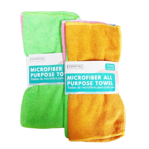 Microfiber Towels 4pk 12X12 Asst Clrswholesale