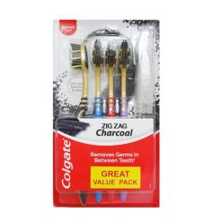 Colgate Toothbrush Med 4pk Zig Zag Charc-wholesale