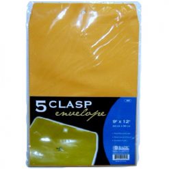 Clasp Envelopes 5ct 9 X 12in Yellow