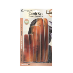 Comb Set 6pc Brown Asst Size-wholesale