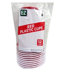 EZ Plastic Cups 16oz 12ct Red-wholesale