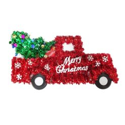 X-Mas Decor Tinsel Truck 6X14in Red-wholesale