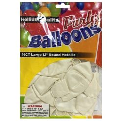 Balloons 10ct 12in Wht Metallic-wholesale