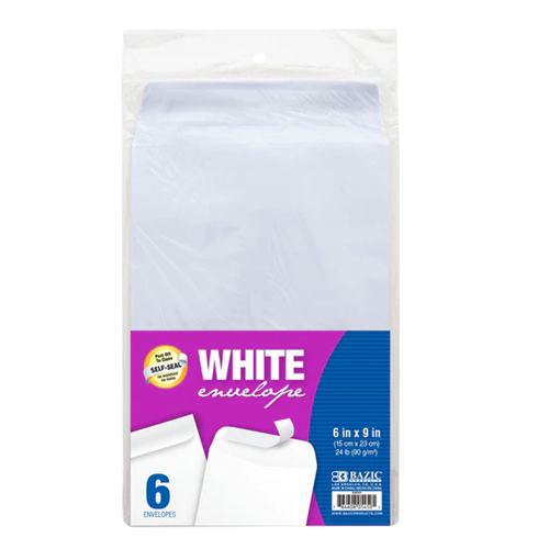 Envelopes 6ct 6X9in White Self-Seal-wholesale Envelopes 6ct 6X9in White Self-Seal-wholesale