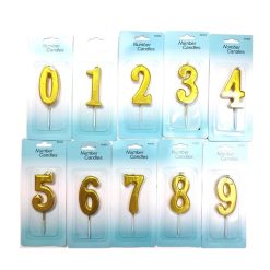 Birthday Candles Numerical 0-9 Gold-wholesale
