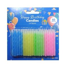 Birthday Candles 60ct 2.4in Asst Clrs-wholesale