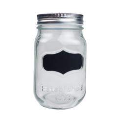 Mason Jar 15oz W-Lid & Black Decal-wholesale