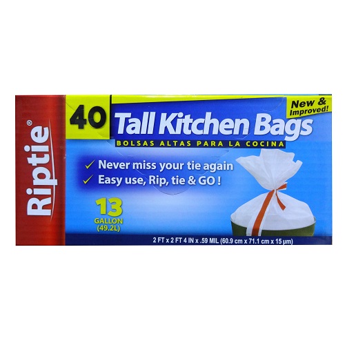 Riptie Tall Kitchen Bags 13 Gl 40ct Rip-wholesale