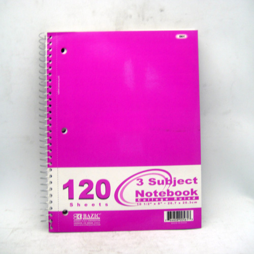 Notebook 3 Subj 120ct C-R Spiral Asst-wholesale Notebook 3 Subj 120ct C-R Spiral Asst-wholesale