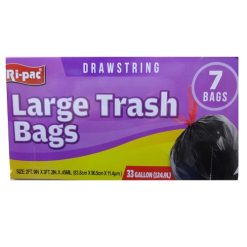 Ri-Pac Drawstring Lg Trash Bags 6ct 33gl-wholesale
