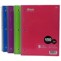 Notebook 5 Subj 150ct C-R Spiral Asst-wholesale