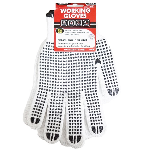 Work Gloves White W-PVC Dots 1pr-wholesale