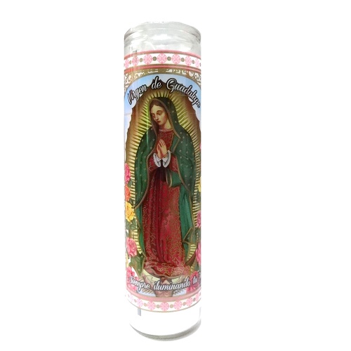 Candle 8in Virgen De Guadalupe White-wholesale Candle 8in Virgen De Guadalupe White-wholesale