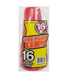 Plastic Cups Red 16ct 16oz-wholesale