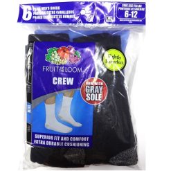 Fruit O.T Lm Mens Socks 6-12 6pk Black-wholesale