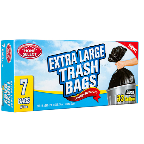 H.S Trash Bags 7ct 33gl + Ties X-Tra Lg-wholesale -  -  Online wholesale store of general merchandise and grocery items