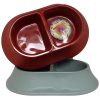 Pet Bowl 2 Section Oval Asst Clrs-wholesale Pet Bowl 2 Section Oval Asst Clrs-wholesale