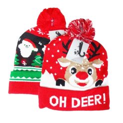 X-Mas Beanie W-Light Asst Design-wholesale