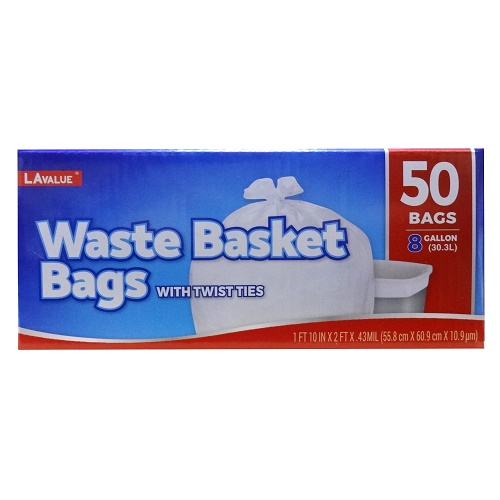 LA Value Waste Basket Bags 50ct 8GL-wholesale LA Value Waste Basket Bags 50ct 8GL-wholesale