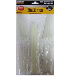 Cable Ties 250pc White Asst Sizes-wholesale