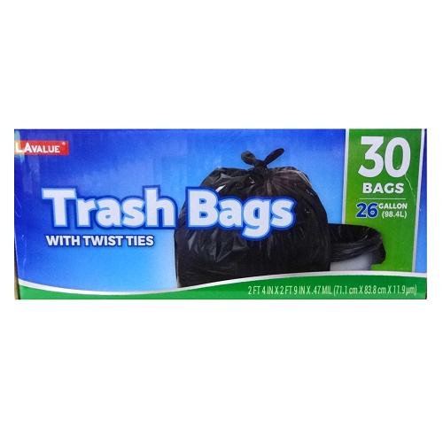 LA Value Trash Bags 30ct 26gl W-Twist Ti-wholesale