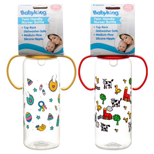 Baby Bottle 9oz Twin Handle Asst Clrs-wholesale Baby Bottle 9oz Twin Handle Asst Clrs-wholesale