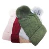 Ladies Beanie W-Pom Pom Asst Clrs-wholesale