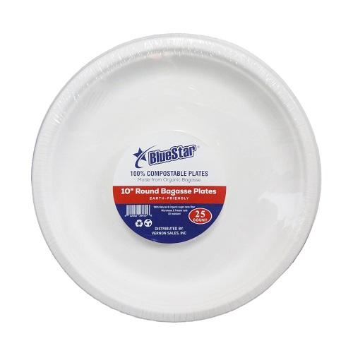 Blue Star Bagasse Plates 25ct 10in-wholesale Blue Star Bagasse Plates 25ct 10in-wholesale