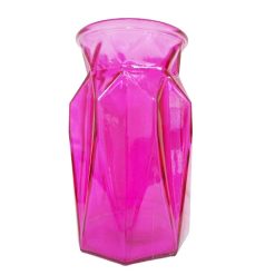 Vase Glass Diamond 7in Pink-wholesale