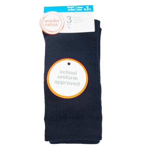 Wonder Nation Boy Socks 3pk 9-2½-wholesale
