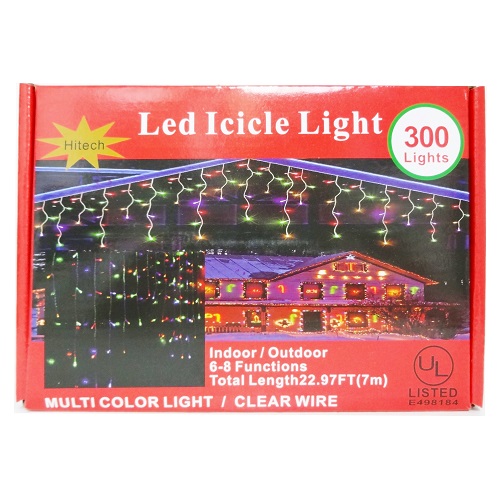 X-Mas LED Icicle Lights 300ct Multicolor-wholesale