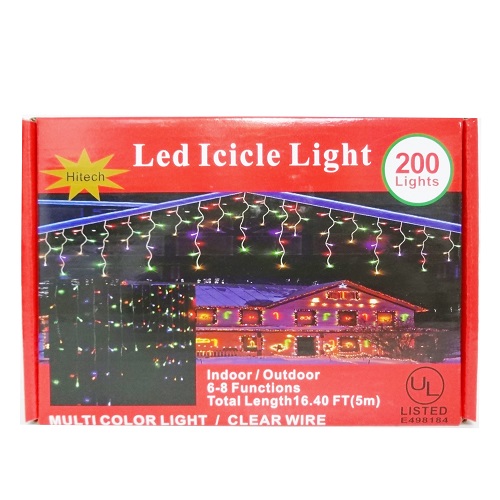 X-Mas LED Icicle Lights 200ct Multicolor-wholesale