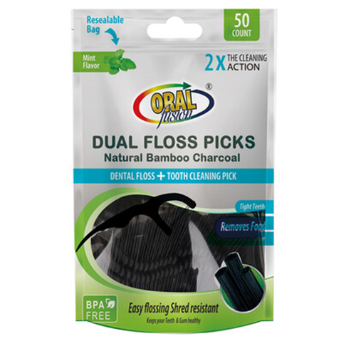 Oral Fusion Dual Floss Picks 50ct Charco-wholesale Oral Fusion Dual Floss Picks 50ct Charco-wholesale