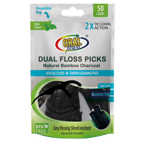 Oral Fusion Dual Floss Picks 50ct Charco-wholesale