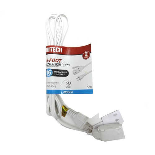 Extension Cord 6ft 3 Outlets White-wholesale