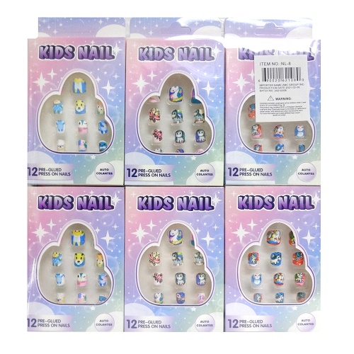Toy Nails Pre-Glued 12ct Ast Clrs-wholesale